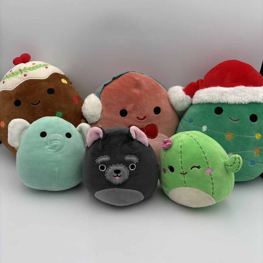 Lot Of 6 Squishmallows 3 Med 3 Small Christmas Misc